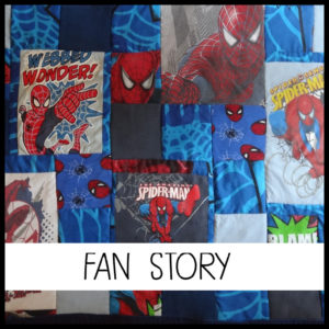J'imagine mon plaid en patchwork personnalisé sur le thème "Fan Story"