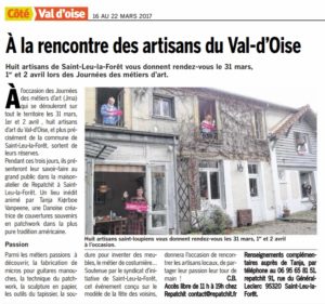 Article "A la rencontre des artisans du Val d'Oise"