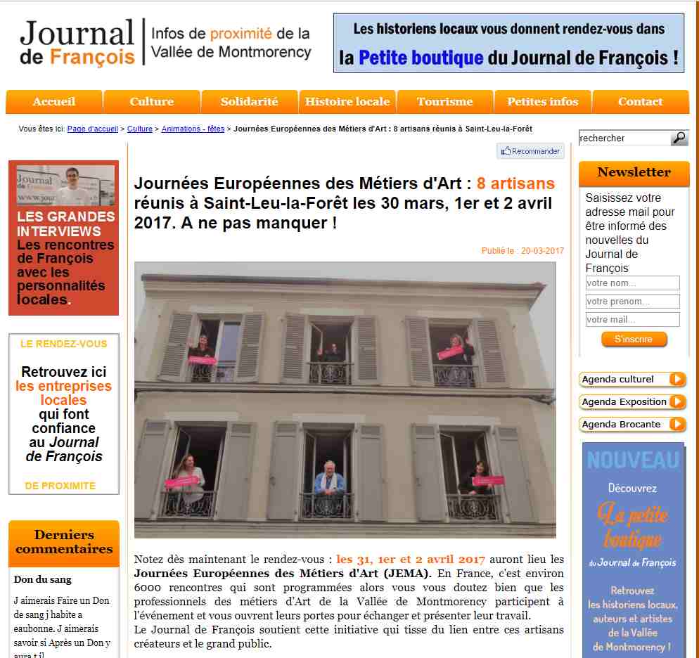 vignette pour liens vers le Journal de François, article blog sur les JEMA 2017