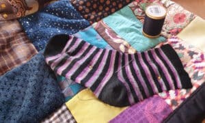 chaussette applique plaid